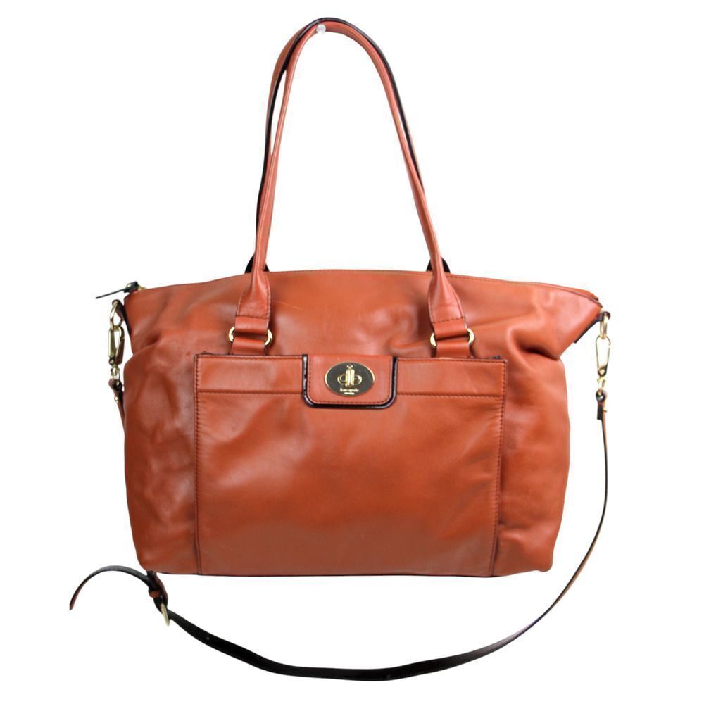 kate spade NY BROWN GENUINE LEATHER LOGO SHOULDER BAG X-BODY HANDBAG TOTE PURSE